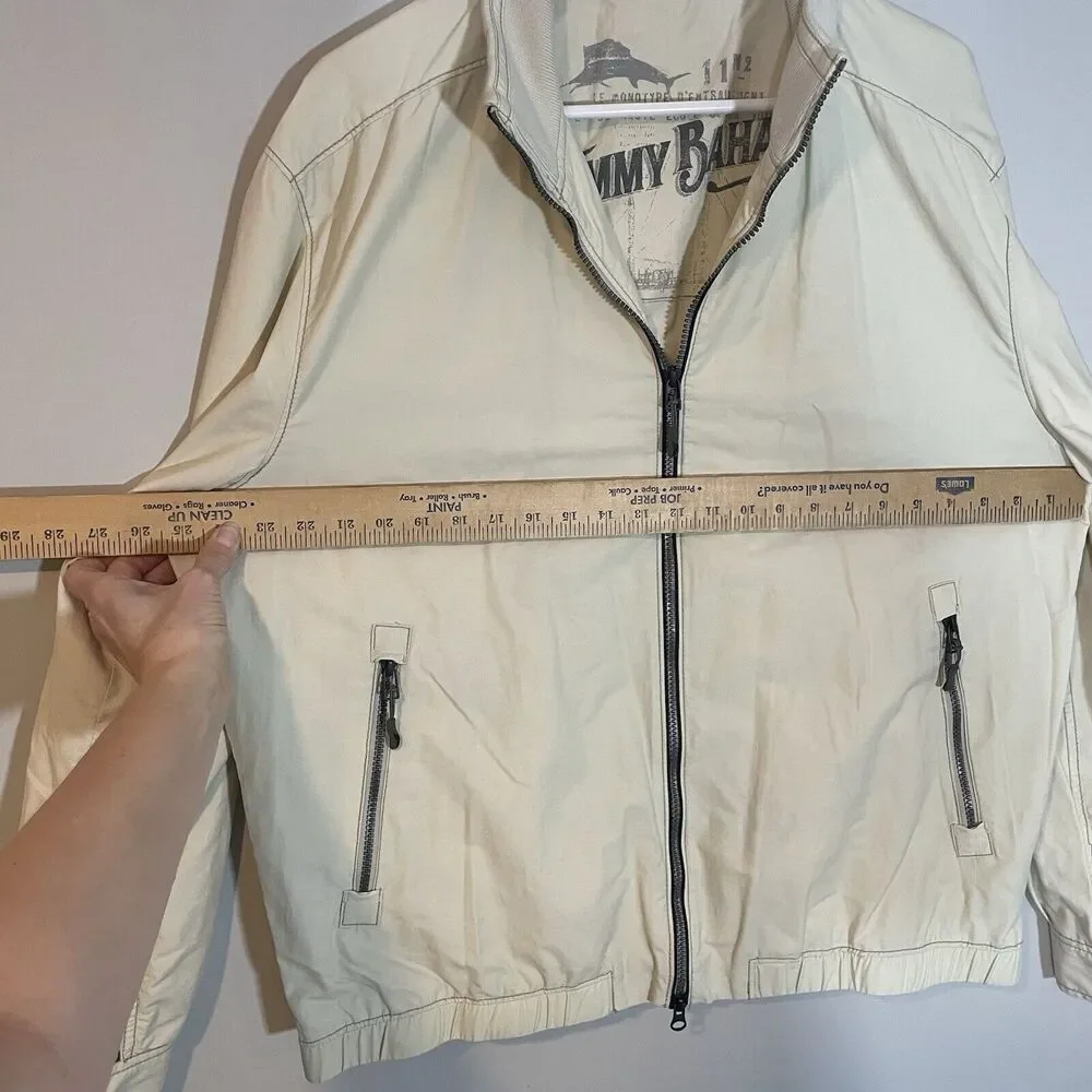 TOMMY BAHAMA Jacket Mens Large Beige Full Zip Windbreaker Lined Golf Lightweight - Picture 3 of 10